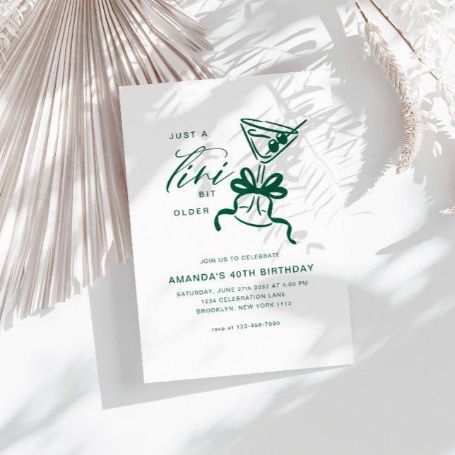 Minimalist Martini Chic Green Birthday  Invitation (Creator Uploaded)