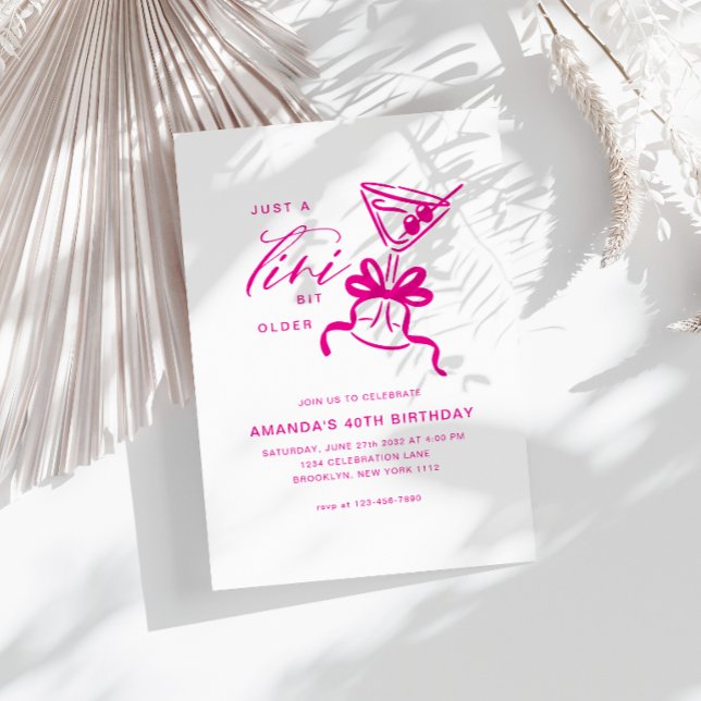 Minimalist Martini Chic Magenta Birthday  Invitation (Creator Uploaded)