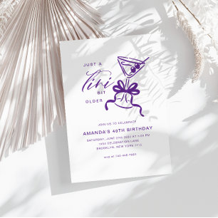 Minimalist Martini Chic Violet Birthday Invitation