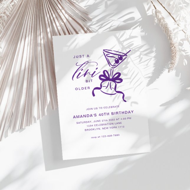 Minimalist Martini Chic Violet Birthday  Invitation (Creator Uploaded)