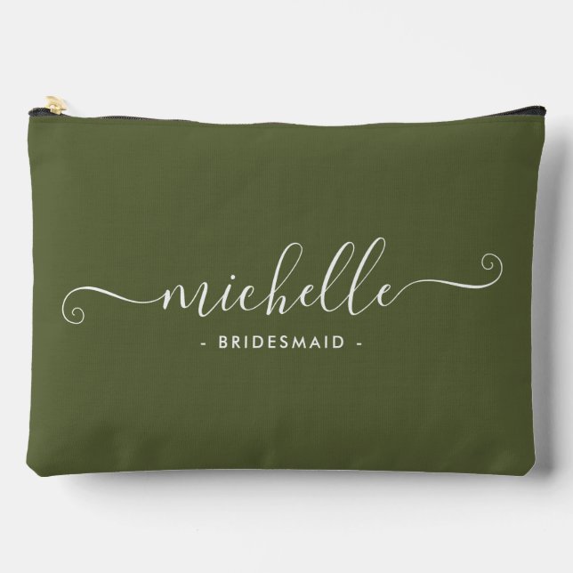 Minimalist Martini Olive Personalised Bridesmaid Accessory Pouch (Front)
