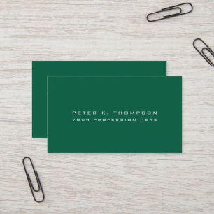 Minimalist masculine hunter-green business card