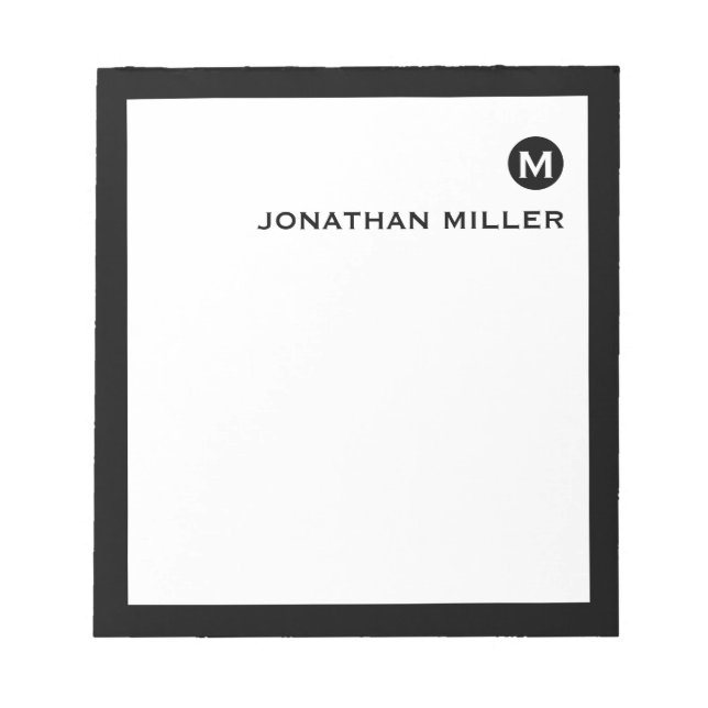 Minimalist Masculine Initial and Name Notepad (Front)