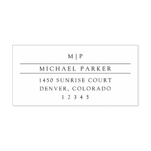 Minimalist Masculine Initials and Return Address Self-inking Stamp