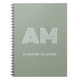 Minimalist Matcha Sage Green Monogram Notebook