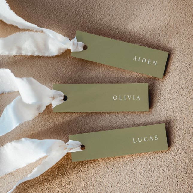 Minimalist Matcha Wedding Name Place Cards (Delivered untrimmed)