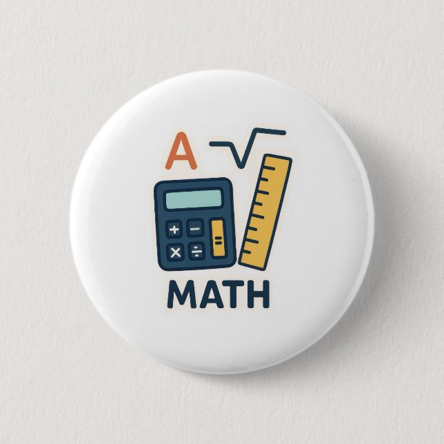 Minimalist Math Subject – Calculator, Ruler 6 Cm Round Badge (Front)