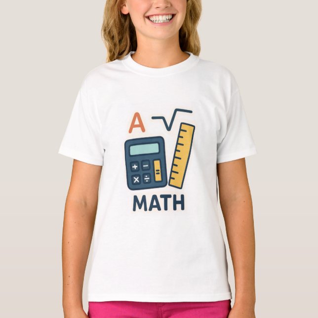 Minimalist Math Subject  – Calculator, Ruler T-Shirt (Front)