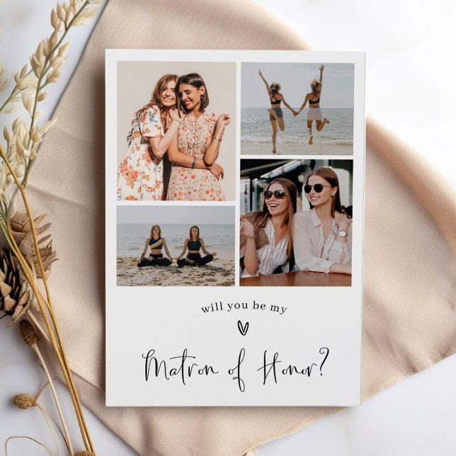 Minimalist Matron of Honour Proposal Photo Collage Invitation (Creator Uploaded)