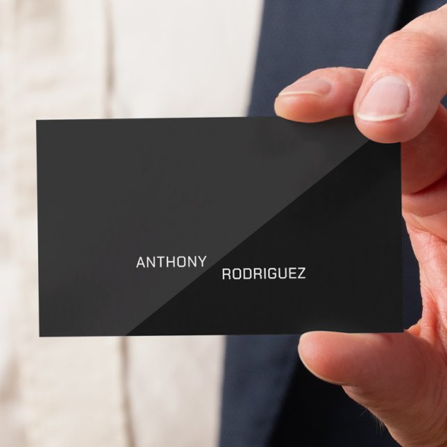 Minimalist Matte Black Business Card (Front side of card shown in 3.5 x 2.0 inch, add your  name and details on the backside.)