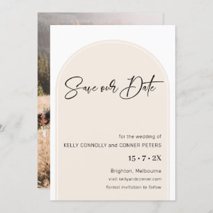 Minimalist Mauve Arch Wedding Save The Date Card