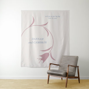 Minimalist Mauve & Ivory Floral Wedding Sign Tapestry