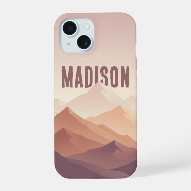 Minimalist Mauve Mountain Silhouette iPhone Case (Back)