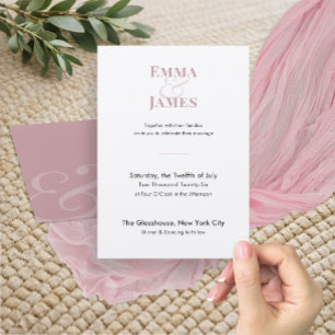 Minimalist Mauve Wedding Invitation QR Code