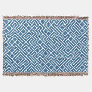 Minimalist Maze Fill Blue Pattern Throw Blanket
