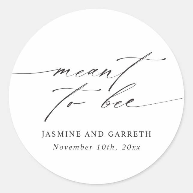 Minimalist Meant To Bee Wedding Sticker and Label (Front)
