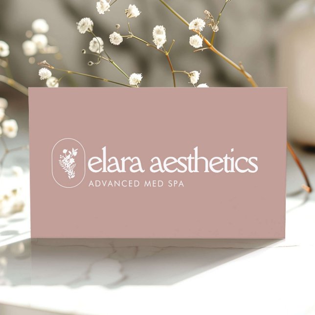 Minimalist Med Spa Logo Luxury Skincare Blush Pink Business Card (Creator Uploaded)