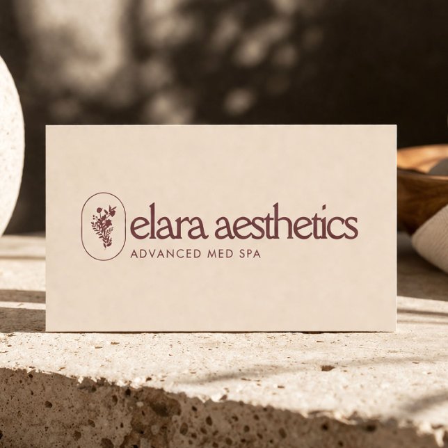 Minimalist Med Spa Logo Luxury Skincare Warm Taupe Business Card (Creator Uploaded)