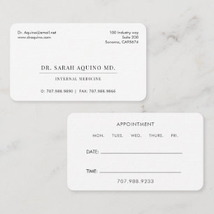 Minimalist Medical Appointment Business Card