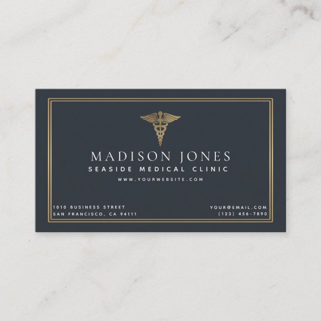 Minimalist Medical Doctor Clinic Professional  Business Card (Front)