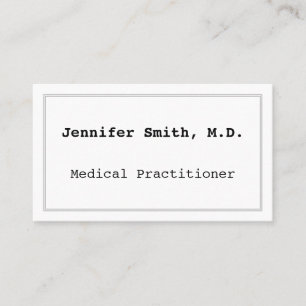 Minimalist Medical Practitioner Business Card