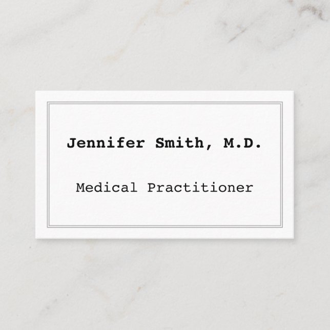 Minimalist Medical Practitioner Business Card (Front)
