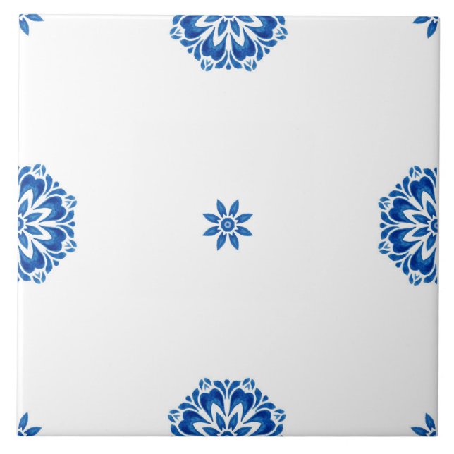 Minimalist Mediterranean Blue and White Tile (Front)