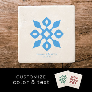 Minimalist Mediterranean Wedding Anniversary Gift Stone Coaster