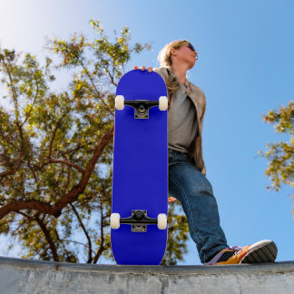 Minimalist Medium Blue Solid Colour Background Skateboard