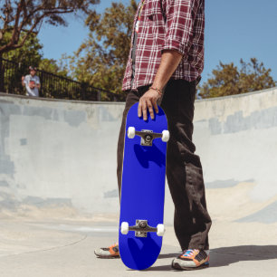 Minimalist Medium Blue Solid Colour Background Skateboard