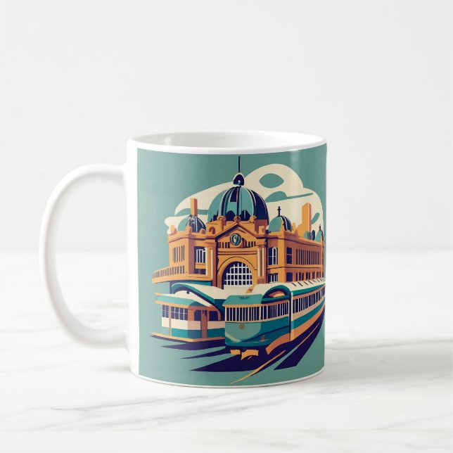 Minimalist Melbourne Australia painting souvenir Coffee Mug (Left)