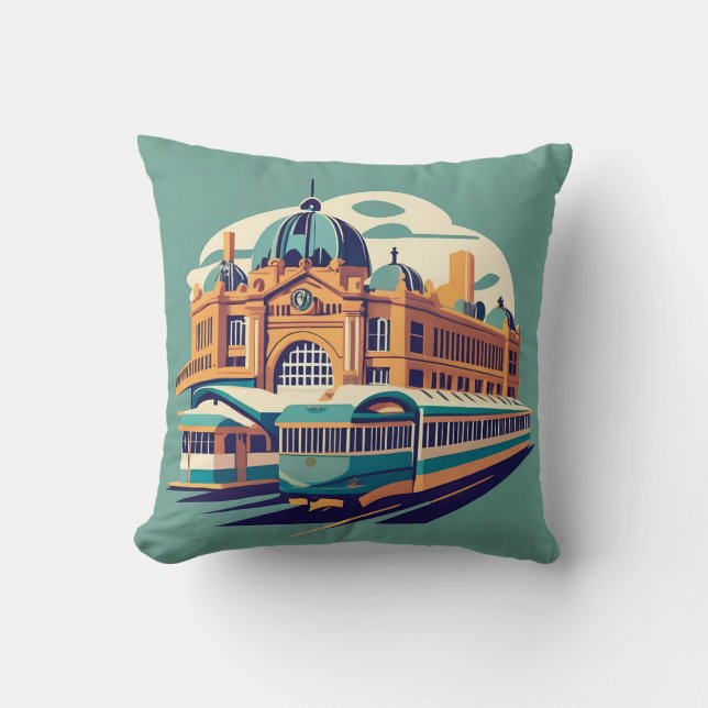 Minimalist Melbourne Australia painting souvenir Cushion (Front)