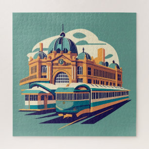 Minimalist Melbourne Australia painting souvenir Jigsaw Puzzle