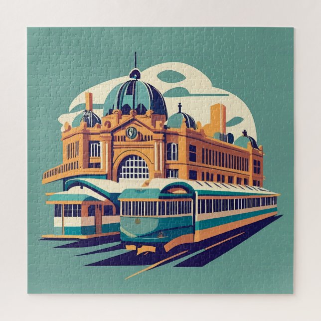 Minimalist Melbourne Australia painting souvenir Jigsaw Puzzle (Vertical)