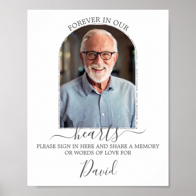 Minimalist Memorial Funeral Memory Table Photo Poster (Front)