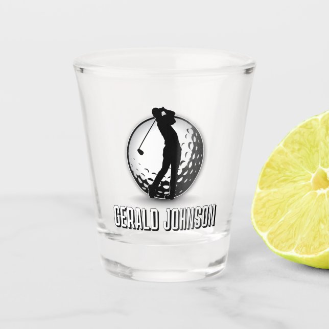 Minimalist Men Golf Monogram Design Shot Glass (Front)
