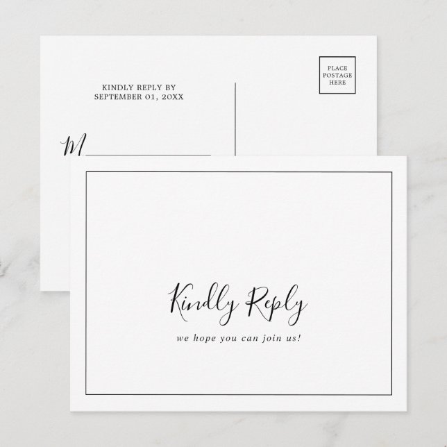 Minimalist Menu Choice RSVP Postcard (Front/Back)