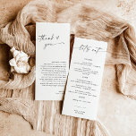 Minimalist Menu   Thank You Note | Wedding Napkin<br><div class="desc">This beautiful Wedding Menu Thank You Note features handwritten calligraphy with a minimalist modern layout - a perfect accent for your wedding or special event. Use this menu and thank you card for any occasion whether it be your wedding, bridal or baby shower, engagement party, retirement party... whatever you'd like!...</div>