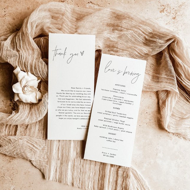 Minimalist Menu + Thank You Note | Wedding Napkin  (Creator Uploaded)