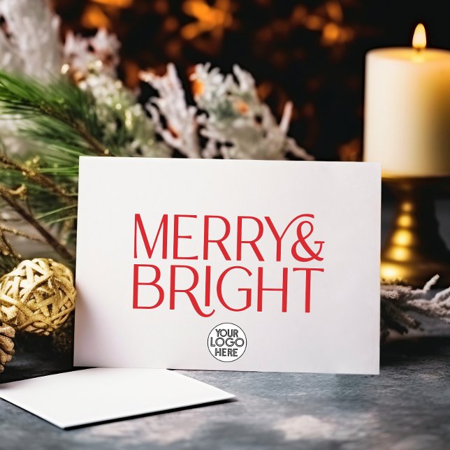 Minimalist Merry and Bright Business Logo | Red Holiday Card (Creator Uploaded)