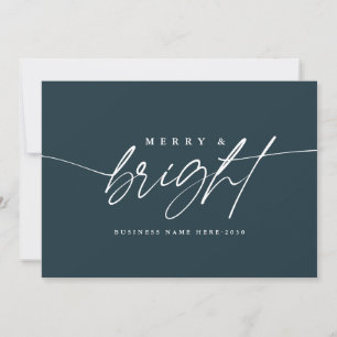 Minimalist Merry and Bright Script Business Holiday Card