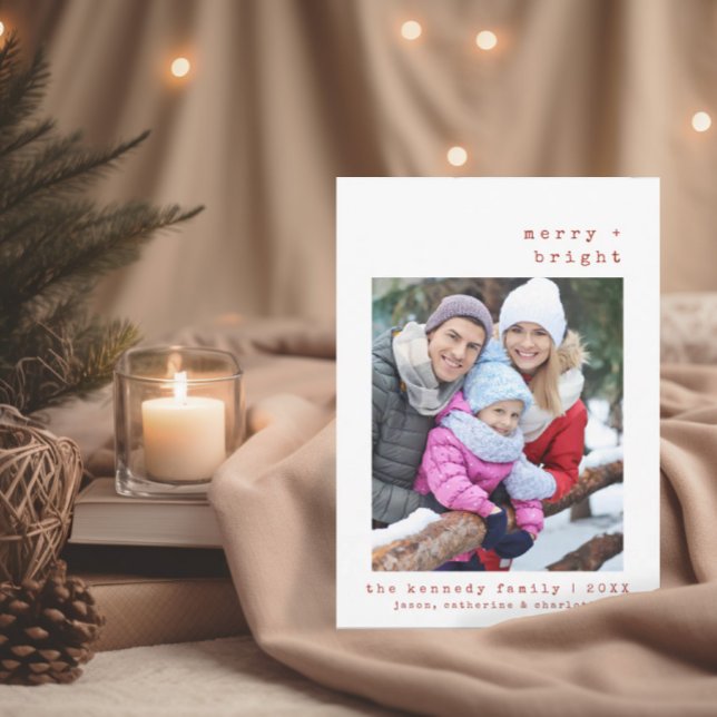 Minimalist Merry + Bright Family | Christmas Card (Creator Uploaded)