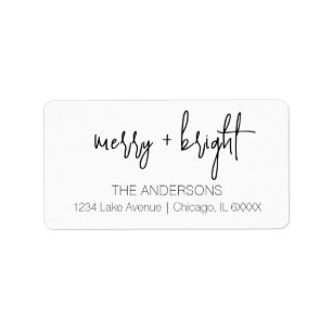Minimalist Merry & Bright Holiday Return Address Label