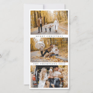 Minimalist Merry Christmas 3 Photos Modern Holiday Card