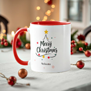 Minimalist Merry Christmas abstract tree Mug