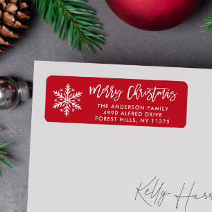 Minimalist Merry Christmas Brush Script Address