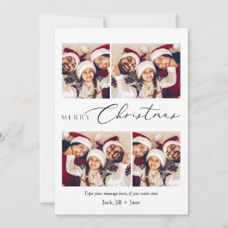Minimalist Merry Christmas Card With 5 Photos