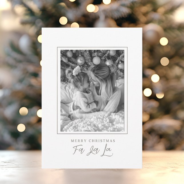 Minimalist Merry Christmas Fa La La Photo Holiday Card (Creator Uploaded)