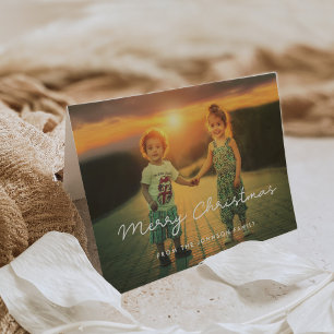 Minimalist Merry Christmas family photo Holiday Card