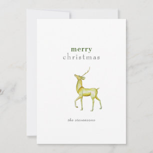 Minimalist Merry Christmas Gold Reindeer Holiday Card